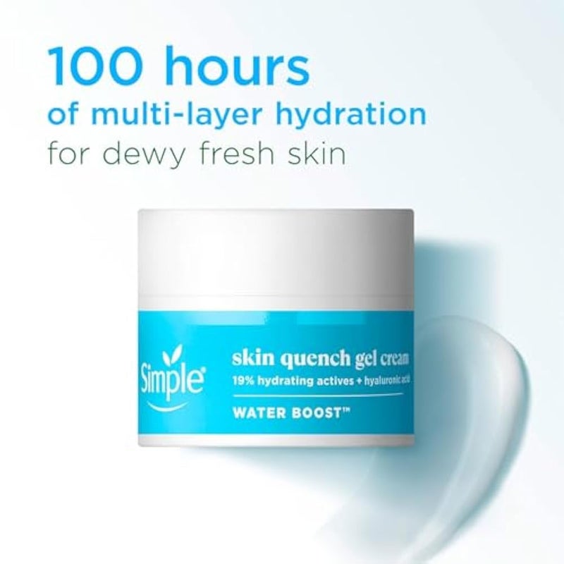Simple Water Boost Skin Quench Gel Face Cream with 19% Hydrating Actives and Hyaluronic Acid Moisturiser for Dry Skin 50 ml - Image 2