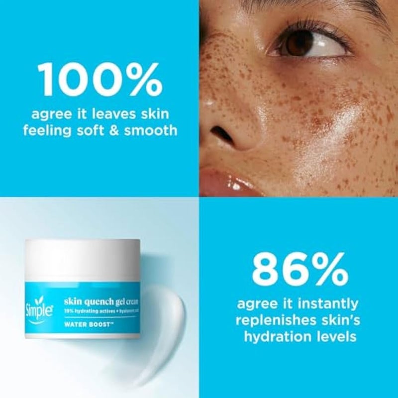 Simple Water Boost Skin Quench Gel Face Cream with 19% Hydrating Actives and Hyaluronic Acid Moisturiser for Dry Skin 50 ml - Image 3