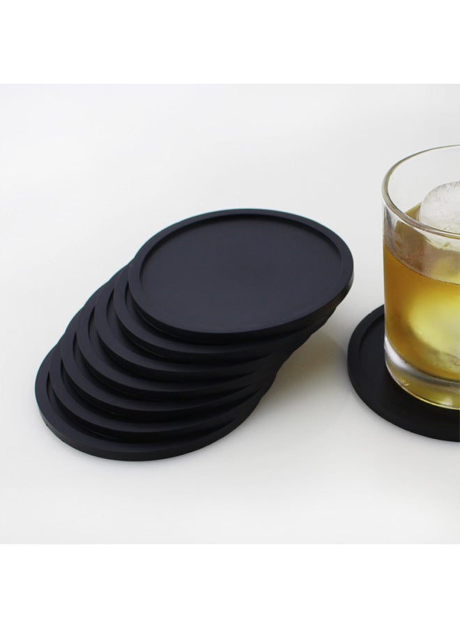 Direct Supply 10cm Round Black Gray Silicone Coaster With Anti-overflow Ring Heat-resistant Coaster Food Grade Non-slip Coaster-Color:Gray-Specifications:10cm*0.3cm  - Image 3