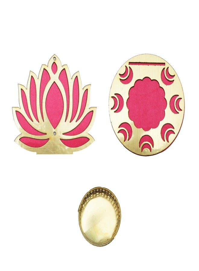 Aditri Creation Set of 2 Decorative MDF Wooden Pink Golden Lotus T Light Holder Candle Stand Tealight Holder Indian Traditional Festival Diwali Decorations Lighting Accessories (Without Wax)(Size:-4" Inches) (Pink-1) - Image 3
