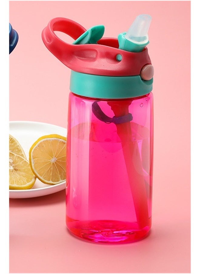 yongsheng Creative Cartoon Water Bottle With Straw Pink/Blue， Kids Water Bottle, 480ml  - Image 3
