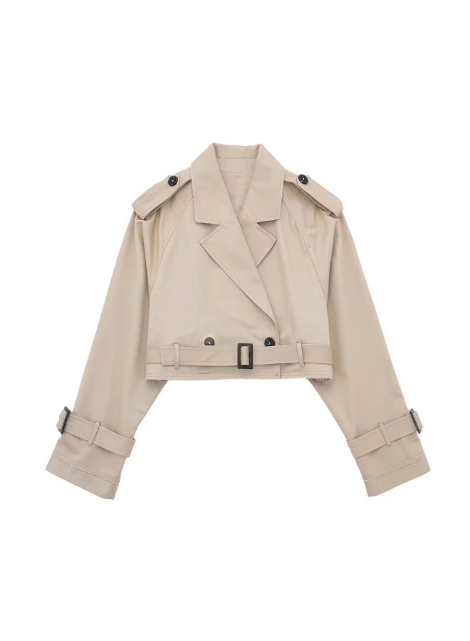 Wholesale Y2K2023 Spring European And American Style Women's Short Cut Windbreaker Belt Coat Jacket Female B62529 