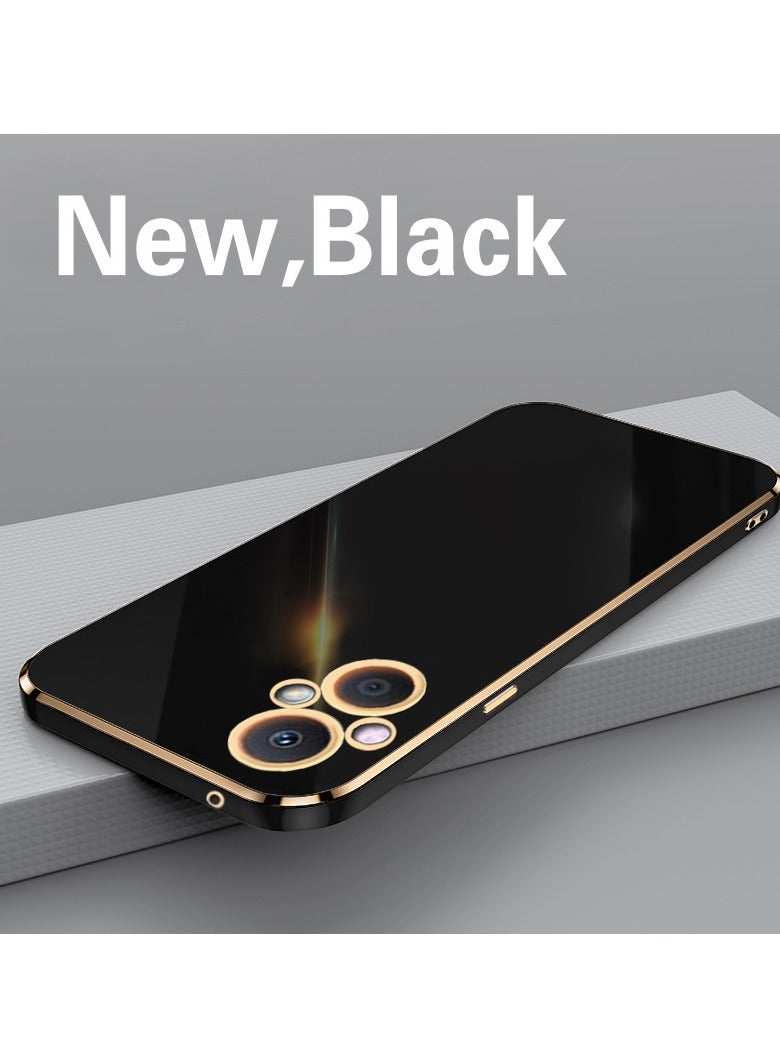 OPPO Reno 7Z 5G/8Z 5G Black Mobile Phone Case Cover, Luxury Plating Soft Back Cover, Raised Full Camera Protection - Image 1