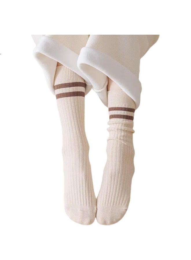 GUJIN 5-Pair Pack Women'S Mid-Calf Socks, Drawstring Two-Strap Loose Long Socks, White Socks, Long Tube Socks For Spring, Summer And Autumn - Image 3