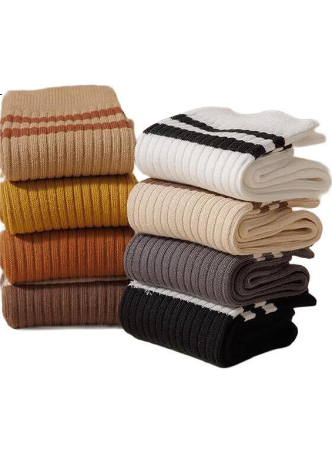 GUJIN 5-Pair Pack Women'S Mid-Calf Socks, Drawstring Two-Strap Loose Long Socks, White Socks, Long Tube Socks For Spring, Summer And Autumn - Image 2