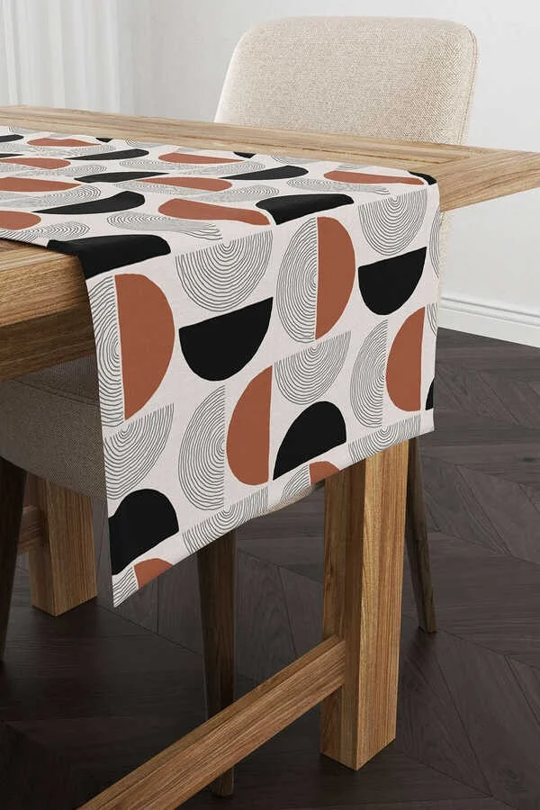 Cango Home Brown Black Bohemian Scandinavian Patterned Digital Printed Runner CGH1232-RN