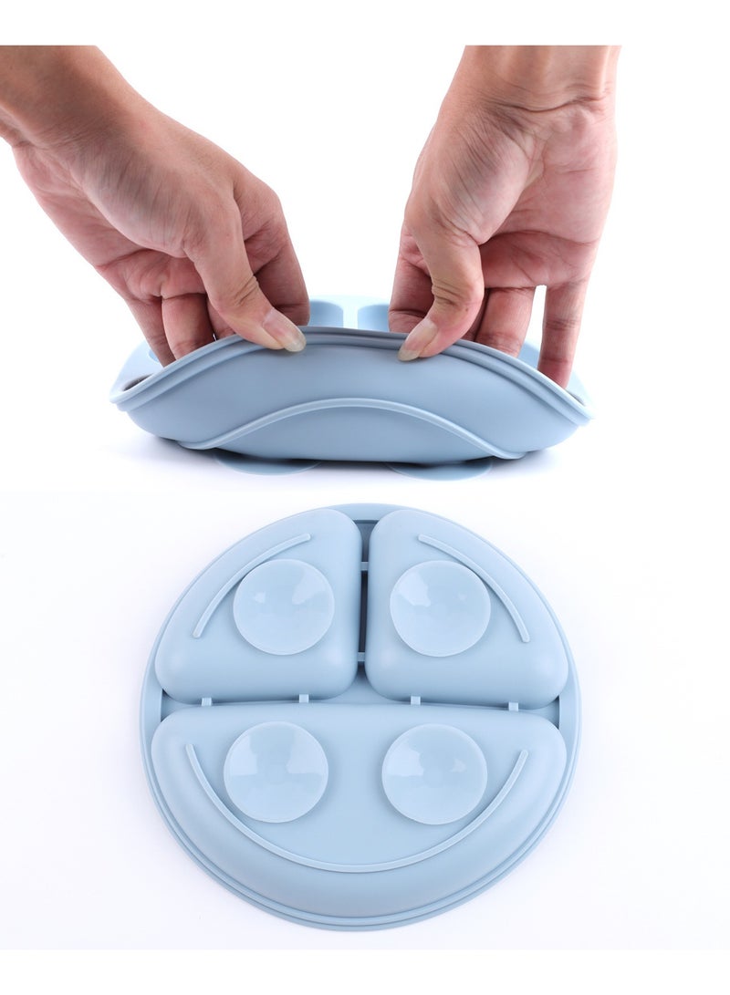 طقم أدوات مائدة سيليكون للأطفال صينية طعام للأطفال (طاولة + حامل لعاب + شوكة وملعقة) طقم بيج ثلاث قطع - Image 4