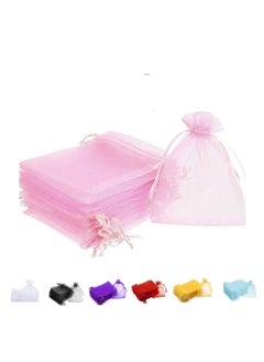 MARKQ Organza Bags with Drawstrings, 9X12 cm Jewelry Pouches Baby Shower Eid Wedding Party Favor Bags (Light Pink, 100 Pieces)  - Image 1
