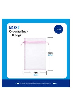 MARKQ Organza Bags with Drawstrings, 9X12 cm Jewelry Pouches Baby Shower Eid Wedding Party Favor Bags (Light Pink, 100 Pieces)  - Image 2