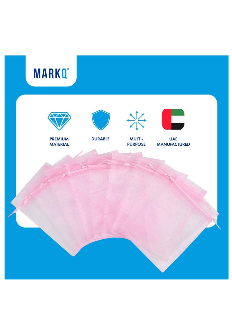 MARKQ Organza Bags with Drawstrings, 9X12 cm Jewelry Pouches Baby Shower Eid Wedding Party Favor Bags (Light Pink, 100 Pieces)  - Image 3