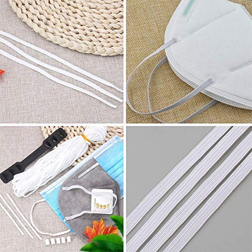 Aakriti Aakriti 4MM White Elastic Cord Earloop for face mask - Elastic Loop Ear Rope Stretch Flat String Craft Project Bracelet String Trim for Crafting,Hanging, Mask Making 100 Meter - Image 2