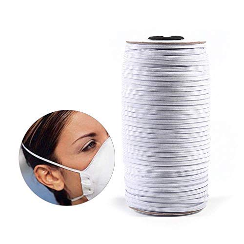 Aakriti Aakriti 4MM White Elastic Cord Earloop for face mask - Elastic Loop Ear Rope Stretch Flat String Craft Project Bracelet String Trim for Crafting,Hanging, Mask Making 100 Meter - Image 5