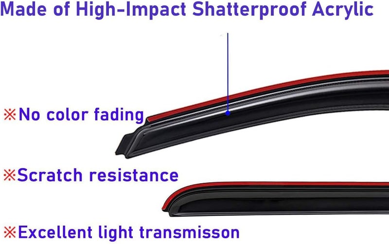 Lightronic WV192436 In-Channel Side Window Visor Deflector Rain Guard for 2005-2020 Nissan Frontier King Cab - Image 5