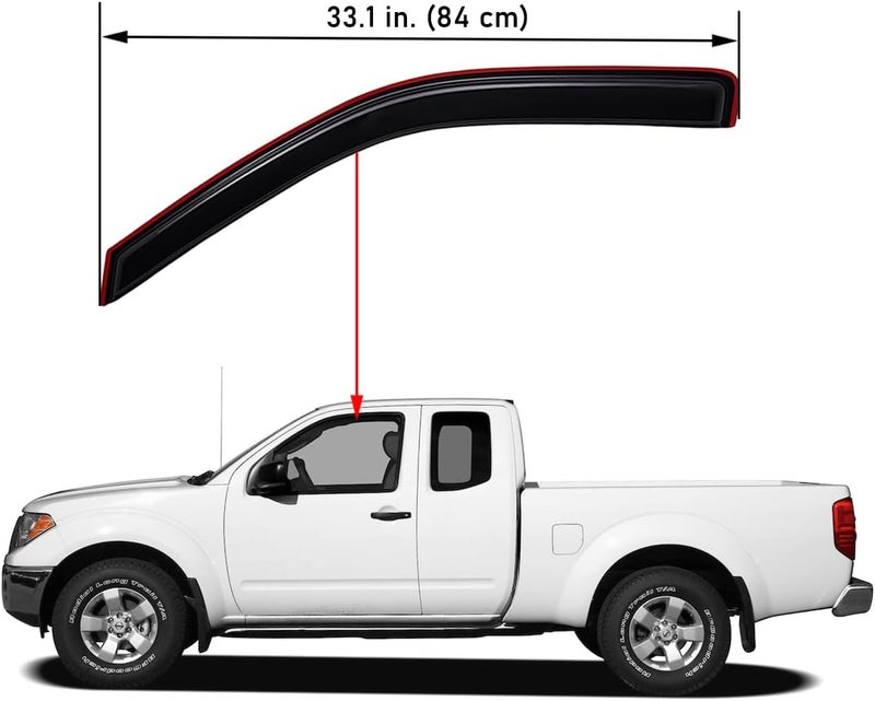 Lightronic WV192436 In-Channel Side Window Visor Deflector Rain Guard for 2005-2020 Nissan Frontier King Cab - Image 3