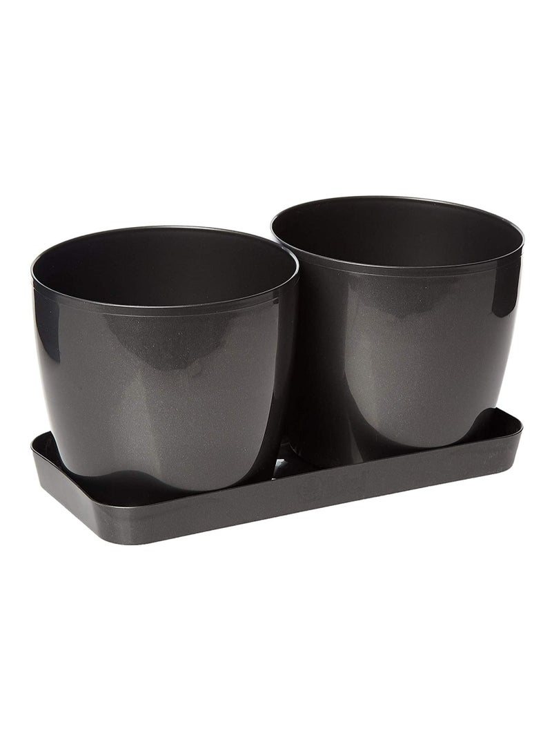 أيدل وعاء معيشة مزدوج دائري للنباتات من ايديل - رمادي غامق - Image 2