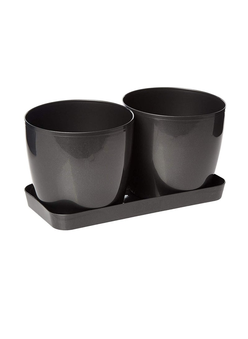 أيدل وعاء معيشة مزدوج دائري للنباتات من ايديل - رمادي غامق - Image 1