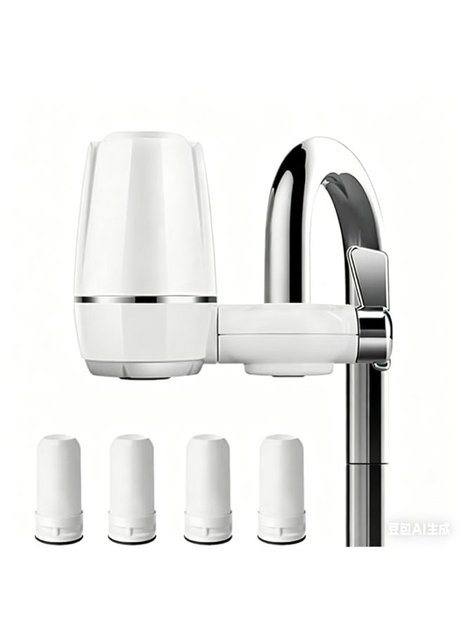 Water Filter for Sink, Complete Faucet Mount Water Filtration System with 4 Filters for Crisp for Tap Water, Under Sink Water Filter System for Kitchen Bathroom Face Eye Wash - Image 1