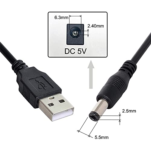JSER USB 2.0 A Type Male to 5.5 x 2.5mm DC 5V Power Plug Barrel Connector Charge Cable 3ft - Image 3