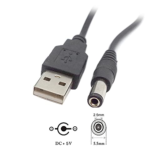 JSER USB 2.0 A Type Male to 5.5 x 2.5mm DC 5V Power Plug Barrel Connector Charge Cable 3ft - Image 2