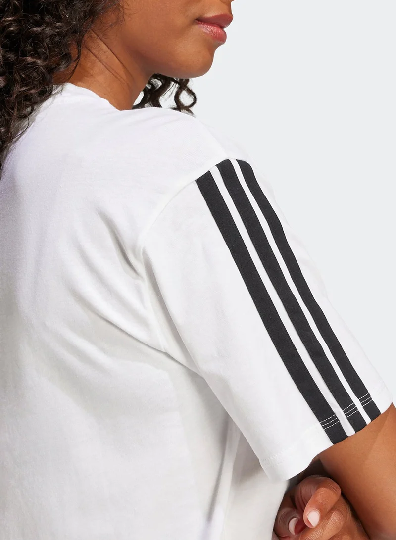 Adidas WHITE/BLACK 3-Stripes Boyfriend T-Shirt for Women | Best Price UAE