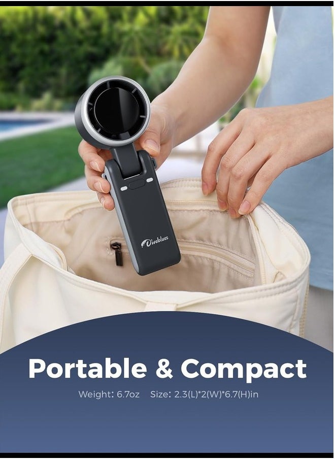 Portable Handheld Turbo Fan, 5 Gear Wind, Battery Operated, Up to 12 Working Hours, 3 IN 1 Hand Fan with Air Turbo Tech Cooling Fan for Outdoor Activities, Travel, Working