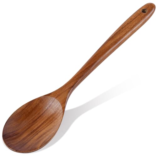 ICSTI Wooden Spoons for Cooking, Natural Premium Teak Wooden Spoons, Good Grip Large Cooking Spoons and Wooden Spatula, Heat Resistant Wooden Cooking Utensils for Nonstick Cookware Serving, Perfect Gifts - Image 1