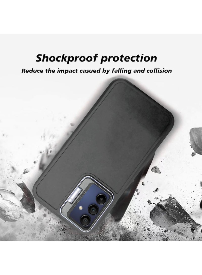 Techie Stylish Silicone Cover with Camera Stash Stand Case for Samsung Galaxy A15 - Dark Grey - Image 2