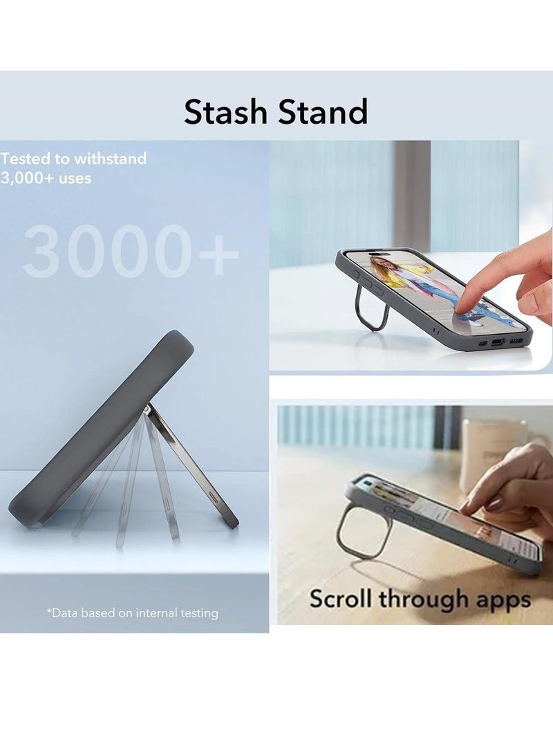 Techie Stylish Silicone Cover with Camera Stash Stand Case for Samsung Galaxy A15 - Dark Grey - Image 5