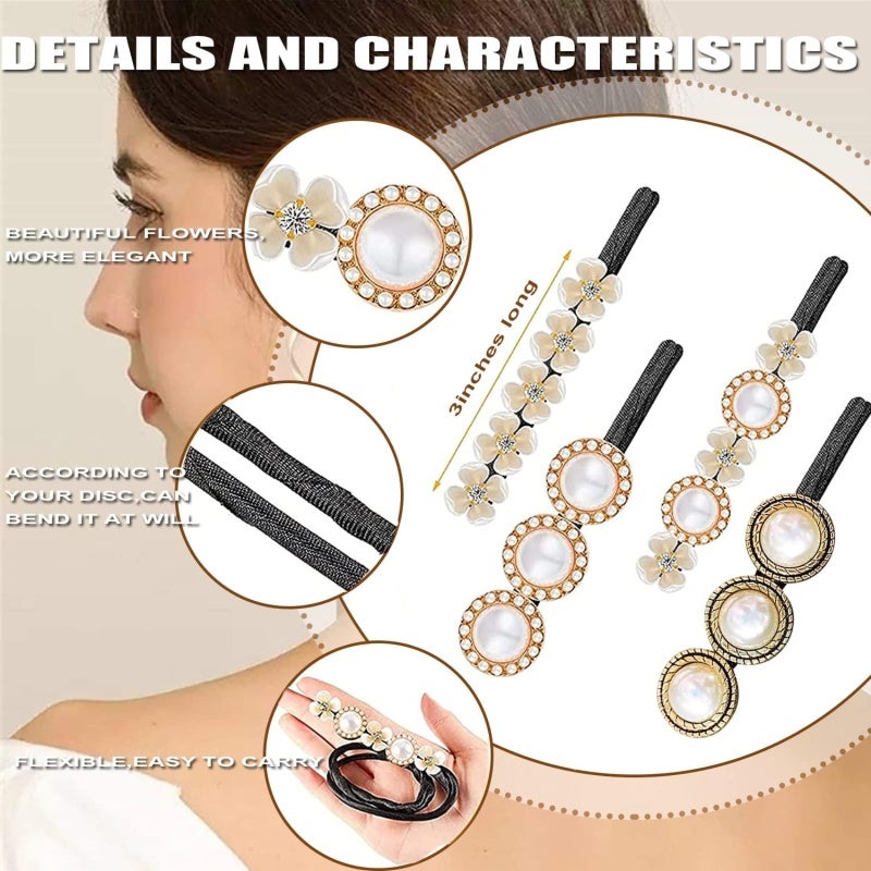 Pearl Flower Hair Bun Maker 4 Styles Magic Hairpin For Women Girls French Twist Hairstyle Tool - Reusable Lazy Curler Perfect For Daily Wear Sports Beach Prom Party - Image 3