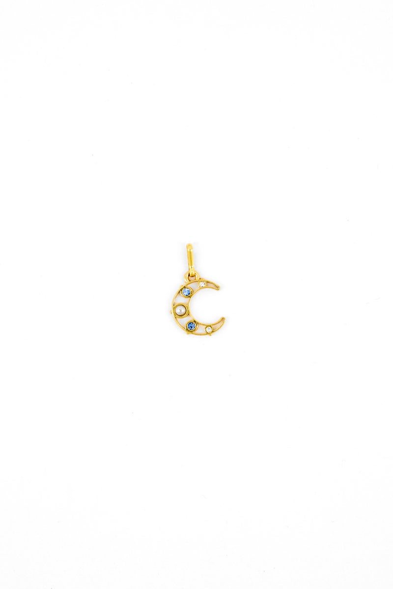 ALEX AND ANI Crescent Moon With Pearls Charm, Gold  - Image 1