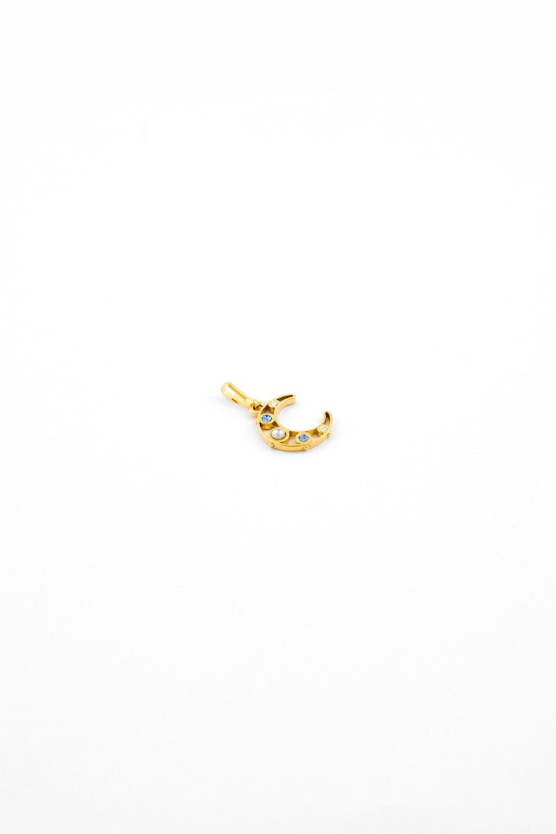 ALEX AND ANI Crescent Moon With Pearls Charm, Gold  - Image 2