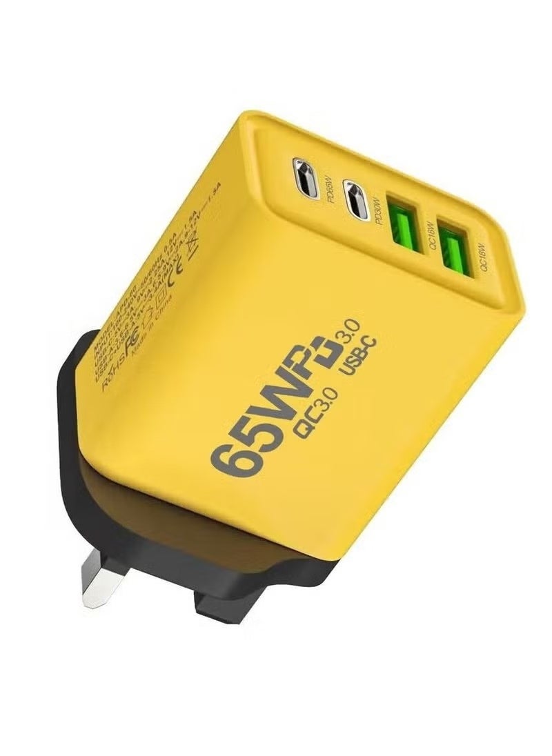 X-level 65W Type C Charger with Cable,Super Fast GaN Wall Charger with 2 PD USB C 2 QC USB A Laptop Charger,4-Port Compact Foldable UK Plug Adaptor for MacBook Air Samsung iPhone iPad Galaxy Huawei Xiaomi and More  - Image 3