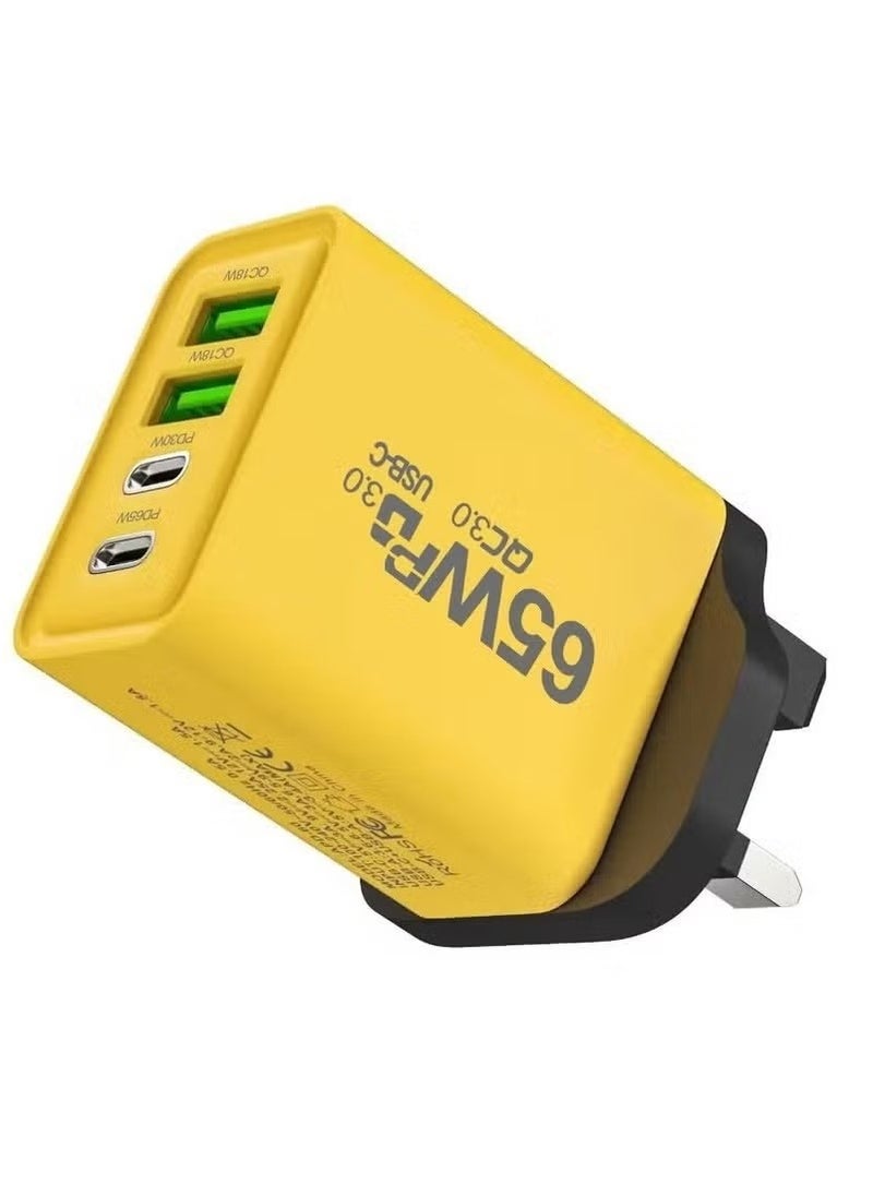X-level 65W Type C Charger with Cable,Super Fast GaN Wall Charger with 2 PD USB C 2 QC USB A Laptop Charger,4-Port Compact Foldable UK Plug Adaptor for MacBook Air Samsung iPhone iPad Galaxy Huawei Xiaomi and More  - Image 2