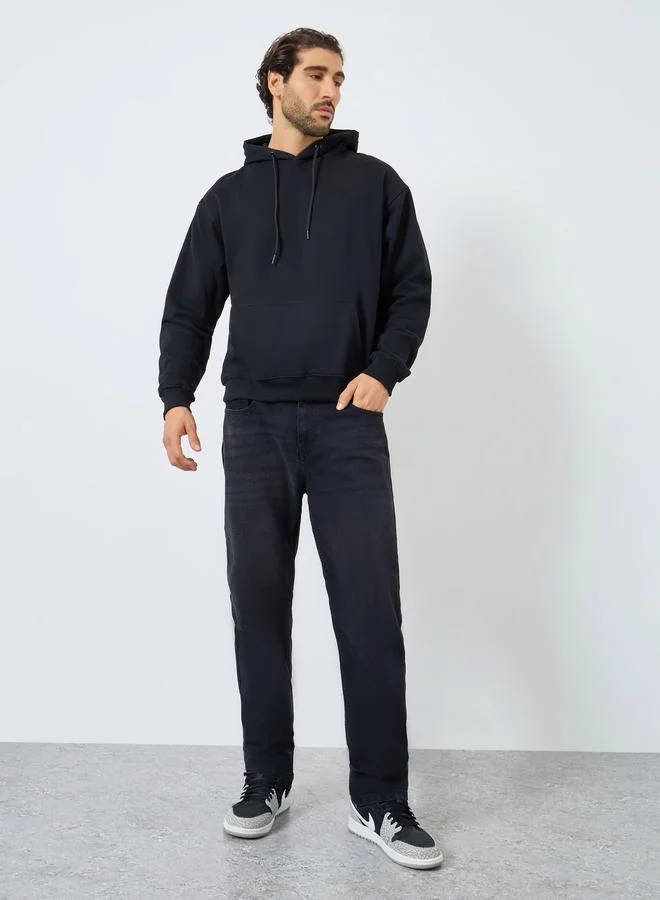 Styli Eco Earth Relaxed Fit Text HD Print Fleece Hoodie