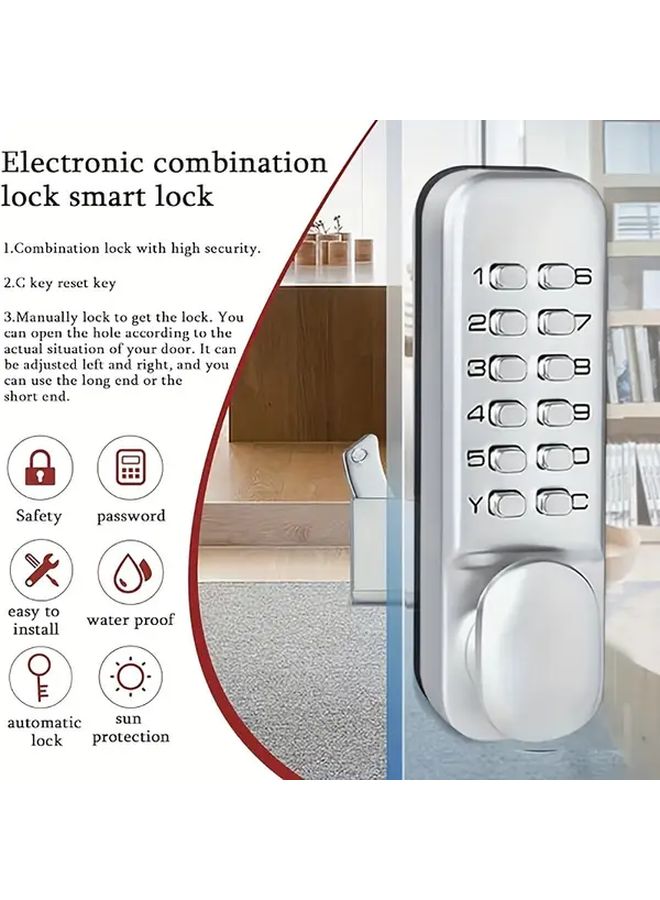Heavy Duty Mechanical Combination Lock With 4 Digit Code Keyless Entry Safe Lock For Home Office Gym School Commercial Doors Easy Dial Metal Construction Compact Sturdy Design With Numbered Dials And Lever Mechanism Secure Locking Smart Cable Lock For Door Guard 1pc - Image 2