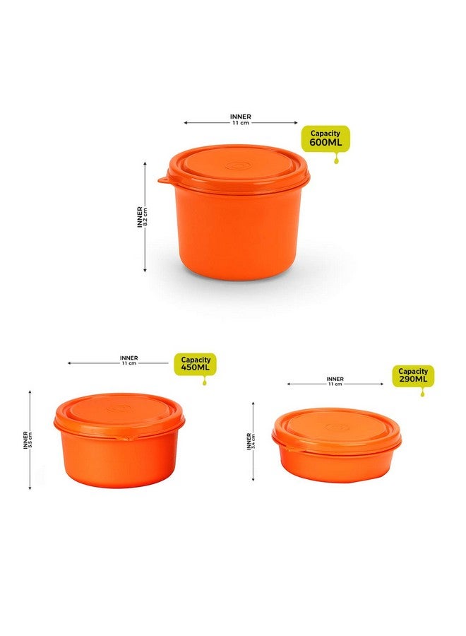 oliveware Benny Microwave Containers With Bpa Free Airtight Lid, Stainless Steel Container, Leak Proof, Home & Office Use, Set Of 2 (600Ml)- Orange, Bronze - Image 3