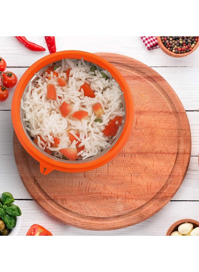 oliveware Benny Microwave Containers With Bpa Free Airtight Lid, Stainless Steel Container, Leak Proof, Home & Office Use, Set Of 2 (600Ml)- Orange, Bronze - Image 5