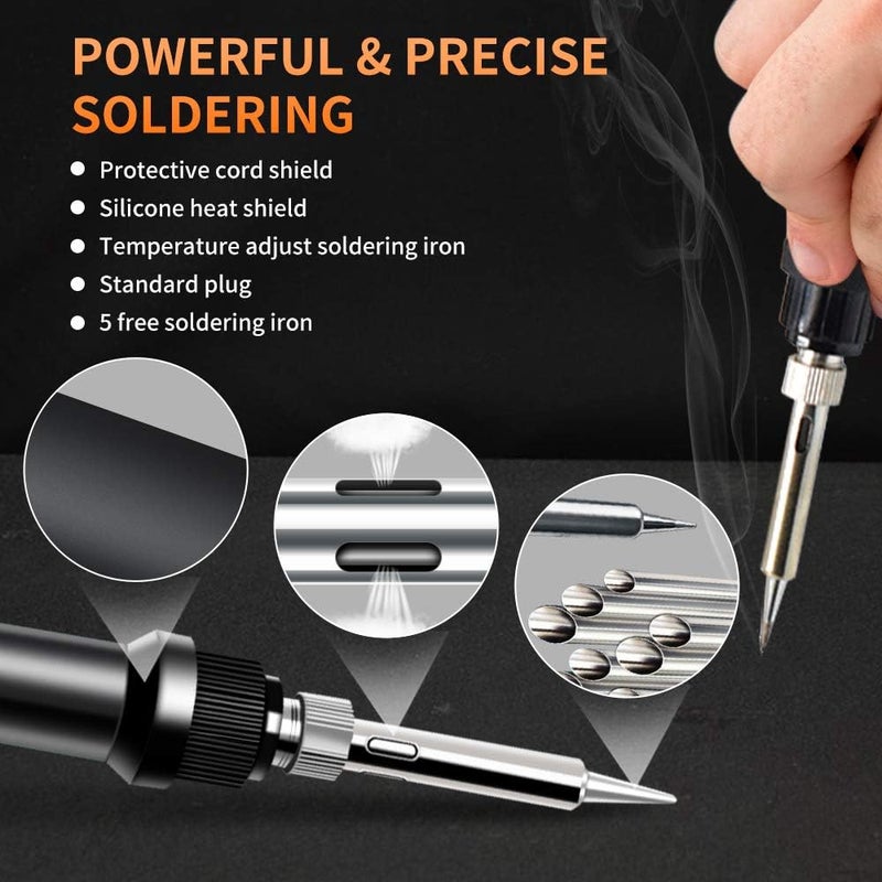 TOAUTO Soldering Station,80W Digital Solder Iron Station Kit with 176°F-896°F Temperature, C/F Func, Auto Standby & Sleep, Temperature Lock,5 Extra Solder Tips, Solder Bracket, Solder Sucker (Orange) - Image 2