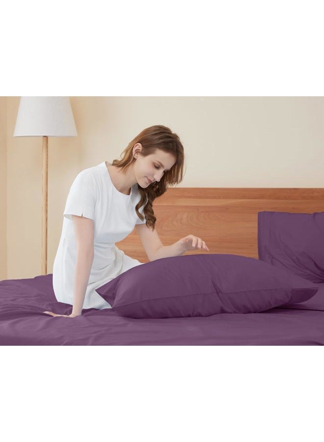 Sunflower Queen Pillowcases Set of 2, 100% Cotton Queen Size Pillow Cases 2, 20×30 inches Dark Purple, Soft and Breathable - Image 2