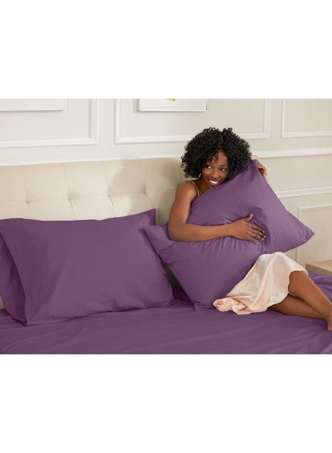 Sunflower Queen Pillowcases Set of 2, 100% Cotton Queen Size Pillow Cases 2, 20×30 inches Dark Purple, Soft and Breathable - Image 3