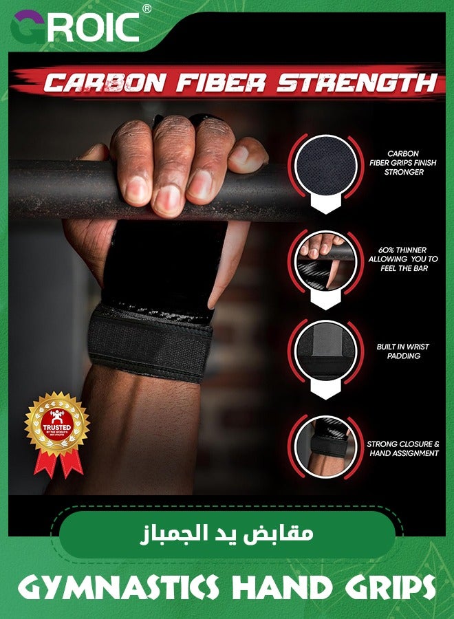 GROIC 1 Pair 3 Hole Carbon Hand Grips for Home Workouts Like Pull-ups, Weightlifting, WODs with Wrist Straps, Comfort and Support, Hand Protection from Rips and Blisters for Men and Women  - Image 4