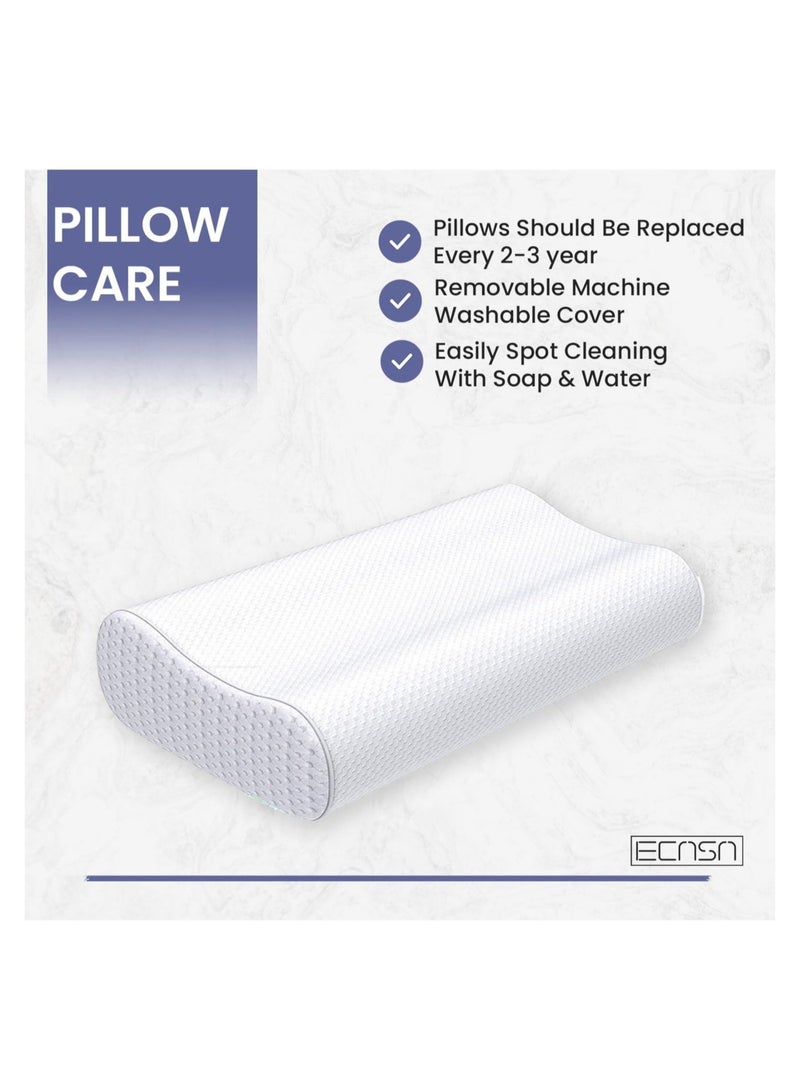 Memory Foam Neck Pillow – Contour Memory Foam Bed Pillow for Side and Back Sleepers - Image 2