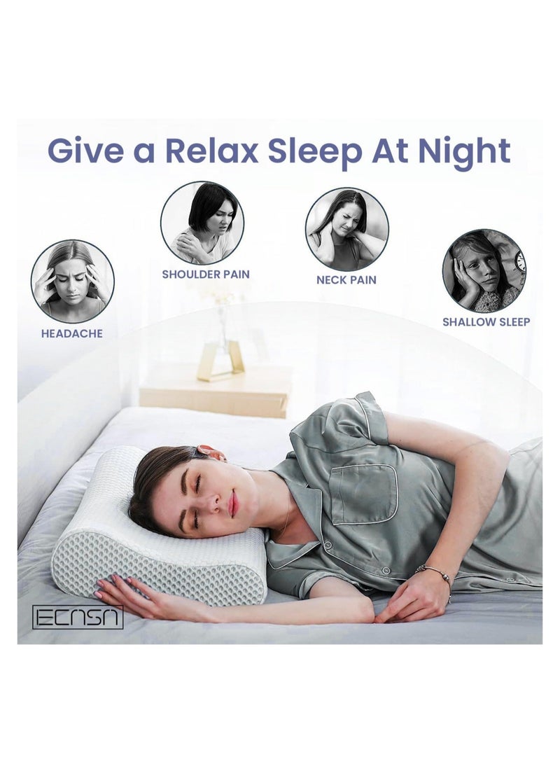 Memory Foam Neck Pillow – Contour Memory Foam Bed Pillow for Side and Back Sleepers - Image 4