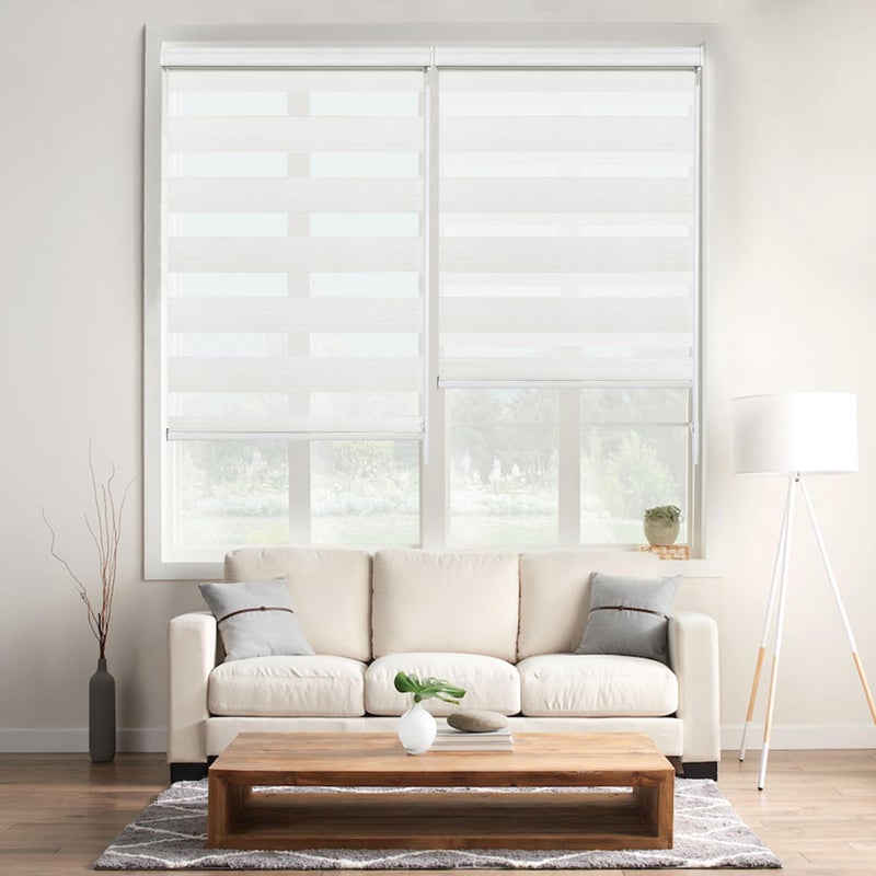 ALLBRIGHT Allbright White Zebra Window Blinds 45 W  64 H for Home Office Dual Layer Roller Shade Room Darkening Shade Roll Up and Pull Down Blinds Light Filtering Window Shades Easy to Install