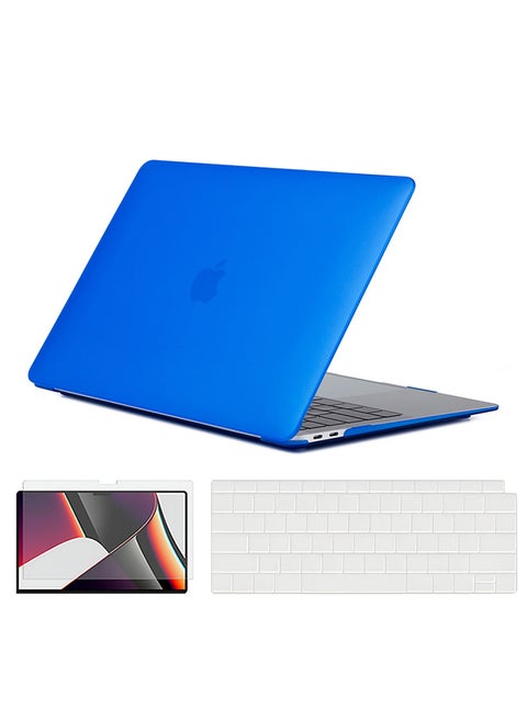 Slim Rubberized Matte Case Compatible with MacBook Air 13 inch (A1932,A2179,A2337, 2018-2020) Hard Case+Keyboard Cover & Protector, Dark Blue