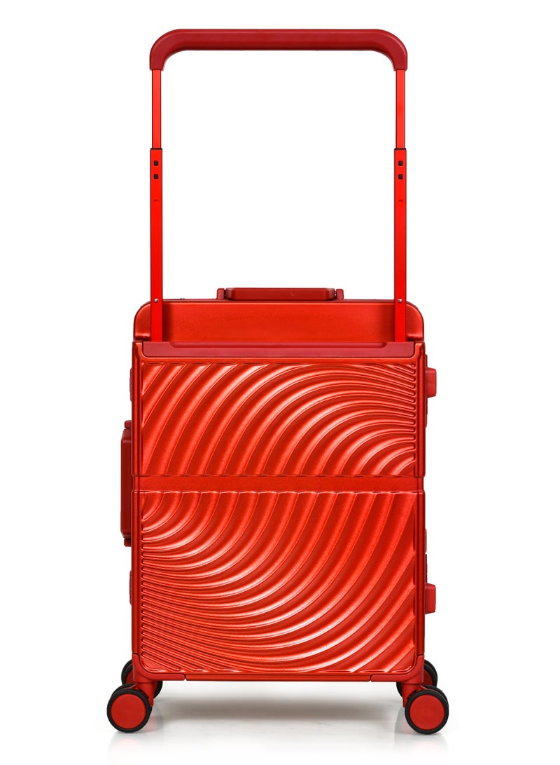 مورانو شنطة سفر مورانو العصرية بإطار من الألمنيوم خفيفة الوزن من مادة البولي كاربونيت الصلبة باربع بعجلات دوارة مع قفل مدمج من TSA (أحمر) مقاسات طول 35 سم*عرض 24 سم*إرتفاع 55 سم - Image 4