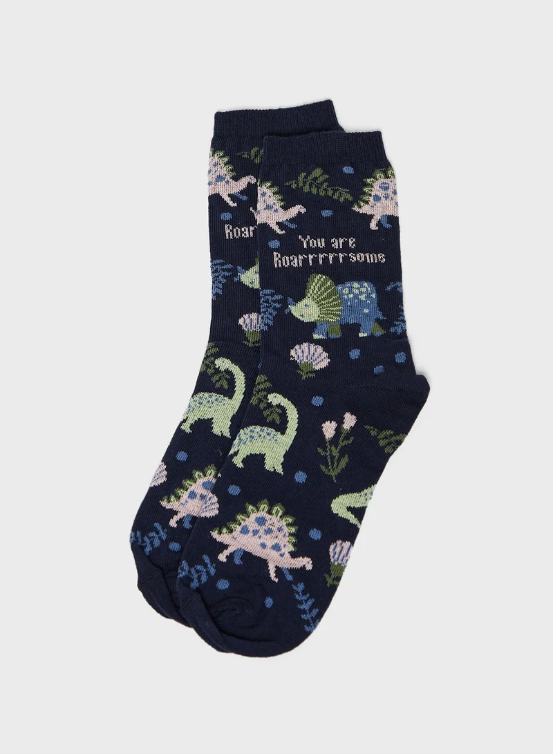 NEW LOOK You Are Roarsome Dinosaur Socks