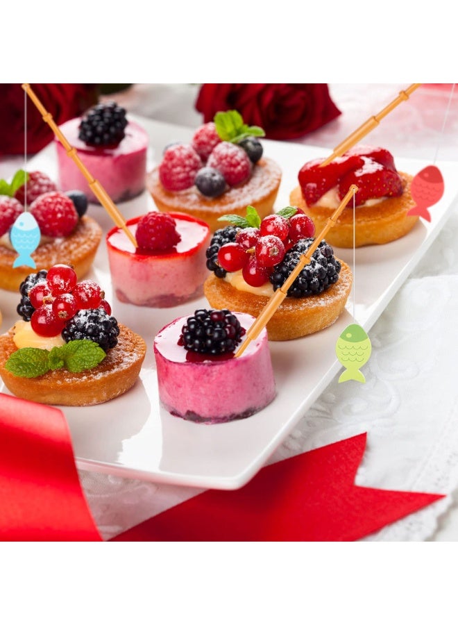 8 Pieces Mini Fish Pole Cupcake Picks Little Fisherman Fishing Pole Decor for Birthday Tropical Party Cake Appetizer Decoration - Image 5