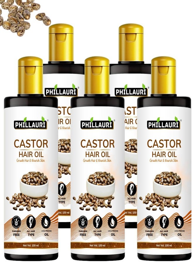 Phillauri Castor Oil for Hair & Skin | For Hair Growth | Multipurpose Oil Skin Repair, Face Oil - 100ml(Pack-5) - Image 1