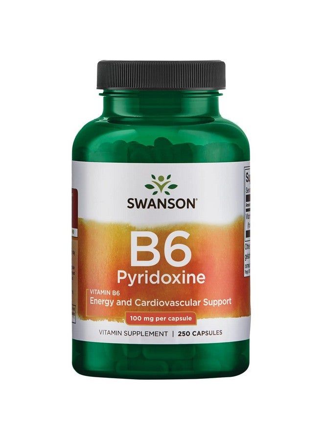 SWANSON B6 Pyridoxine Vitamin Supplement Promoting Cardiovascular Health & Energy Metabolism Natural Formula Promoting Overall Wellness (250 Capsules 100Mg Each) - Image 2